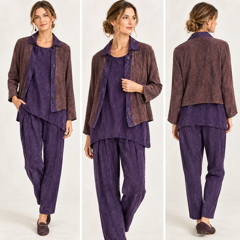 Vintage 90s Mary Lynn O'Shea 3-Piece Art-to-Wear Ensemble, Handmade in Vermont S